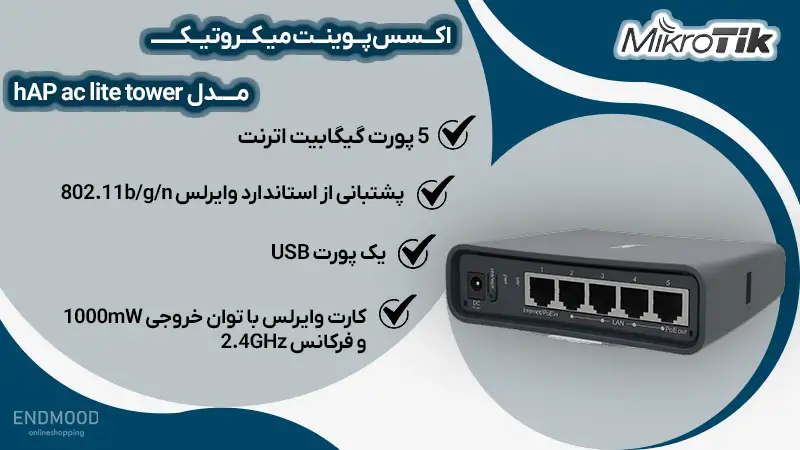 اکسس پوینت میکروتیک مدل hAP ac lite tower 1 محصولات خرید و قیمت اکسس پوینت میکروتیک مدل hAP ac lite tower