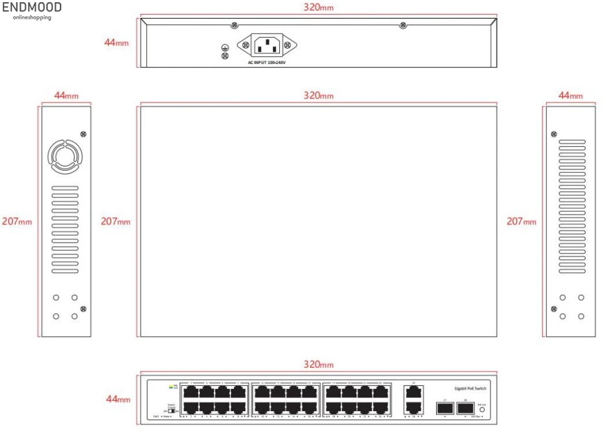 سوئیچ PoE مدل HRUI HR900-AFG-2422S-300D