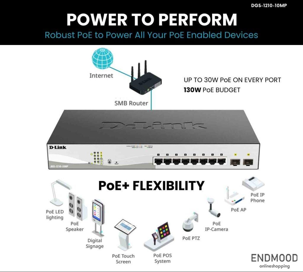 سوئیچ 10 پورت دی لینک D-LINK DGS-1210-10MP