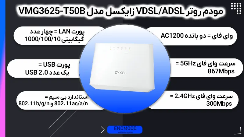 مودم روتر VDSL/ADSL زایکسل مدل VMG3625-T50B