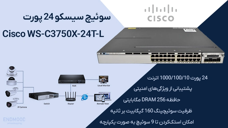 سوئیچ سیسکو 24 پورت Cisco WS-C3750X-24T-L 1 محصولات کاربرد سوئیچ سیسکو 24 پورت Cisco WS-C3750X-24T-L