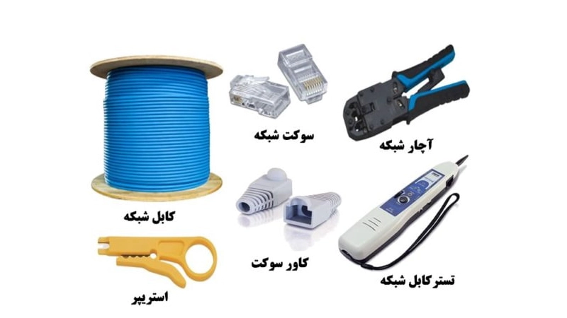 تجهیزات مورد نیاز برای سوکت زدن کابل شبکه تجهیزات مورد نیاز برای سوکت زدن کابل شبکه