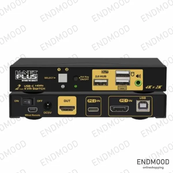 کی وی ام سوئیچ ۲ پورت Type C و HDMI کی نت پلاس