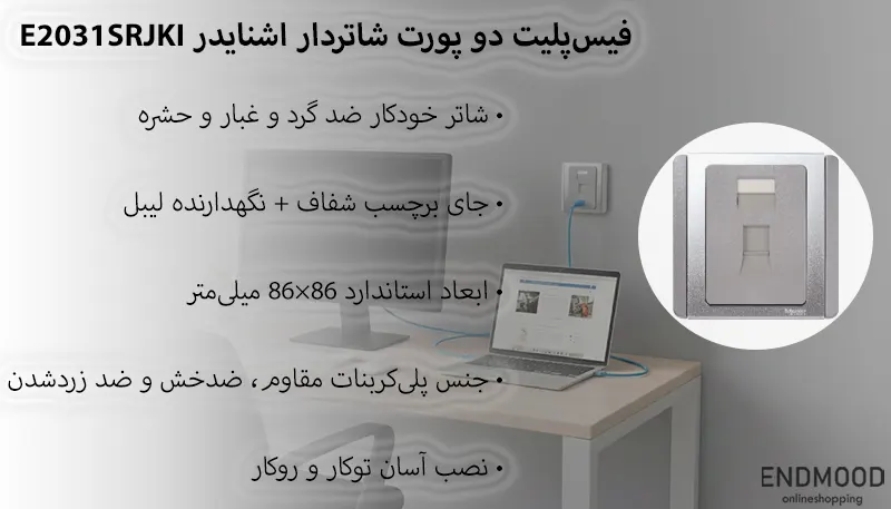 فیس‌پلیت تک‌پورت شاتردار اشنایدر Actassi E2031SRJKI