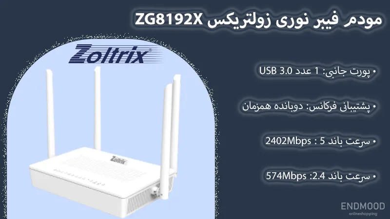 مودم فیبر نوری زولتریکس مدل Zoltrix ZG8192X 2 محصولات مودم فیبر نوری زولتریکس مدل Zoltrix ZG8192X