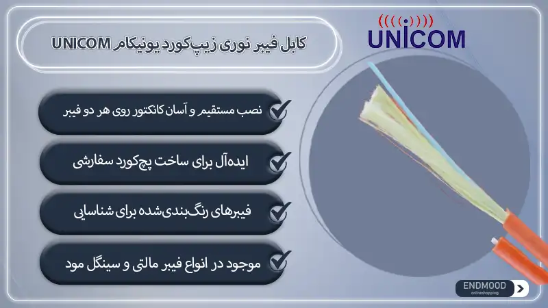 کابل فیبر نوری زیپکورد یونیکام UNICOM 1 محصولات کابل فیبر نوری زیپکورد یونیکام UNICOM