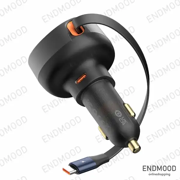 شارژر فندکی 60w بیسوس مدل Enjoyment Pro C+Retractable