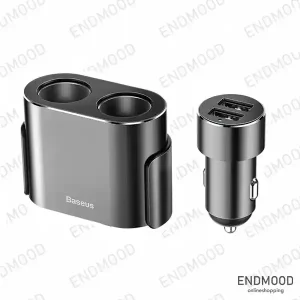 شارژر فندکی 80 وات بیسوس مدل High Efficiency One to Two Cigarette Lighter