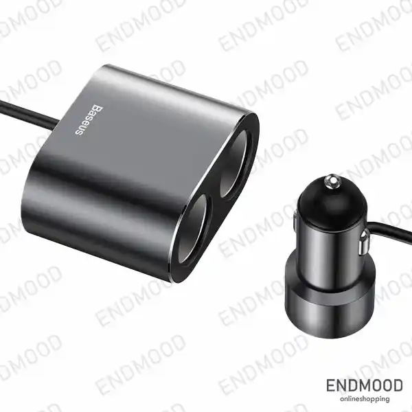 شارژر فندکی 80 وات بیسوس مدل High Efficiency One to Two Cigarette Lighter