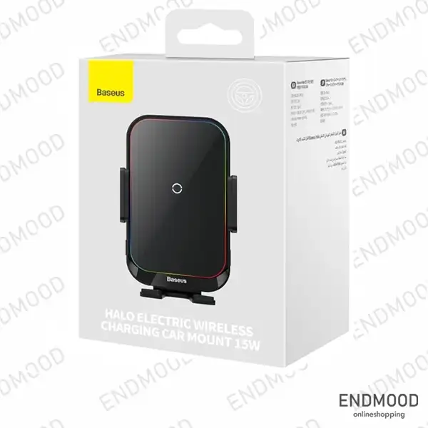 پایه نگهدارنده موبایل و شارژر وایرلس 15 وات بیسوس مدل Halo Electric